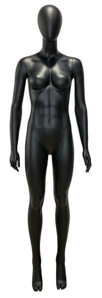 Matte Black Female Mannequin - Six Pack Abs