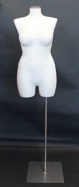 Plus Size White  Jersey Dress Form with base