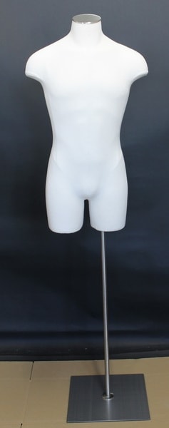 Male 3/4 Dress Form Linen Covered with metal base
