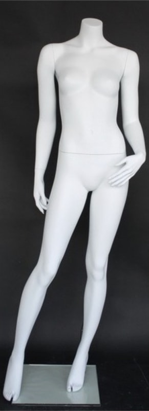 Matte White 5' 4" Headless Female Mannequin - Right Leg Out