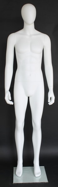 6' 3" Slender Matte White Egghead Male Mannequin