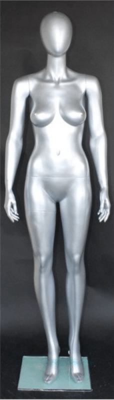 Metallic Silver Female Egghead Mannequin