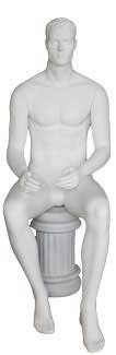 Abstract Matte White Seated Male Mannequin
