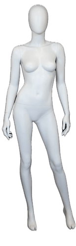 5'10" egghead female mannequin full body retail display form for fashion clothing presentation