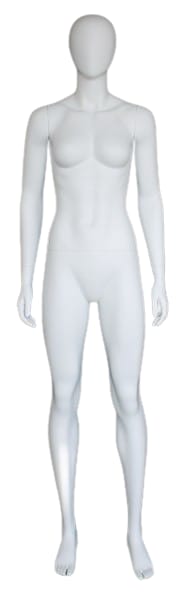 5'11" abstract egghead fiberglass female mannequin full body retail display form for fashion clothing presentation