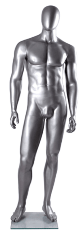 Matte Silver Egghead Mannequin - Stylish and Modern Display Option for Your Retail Store
