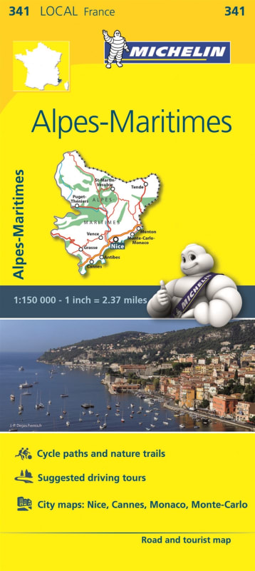 Michelin Local Map 341 of Alpes-Maritimes, France, featuring 3D relief, cycling paths, and Michelin star-rated tourist attractions. Michelin Local Map 341 of Alpes-Maritimes, France, featuring 3D relief, cycling paths, and Michelin star-rated tourist attractions.