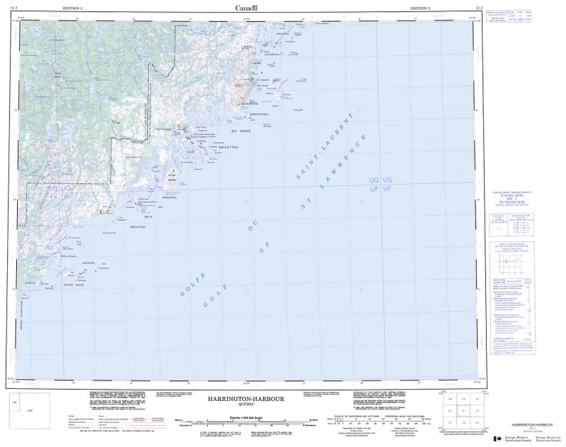 012J - HARRINGTON HARBOUR - Topographic Map