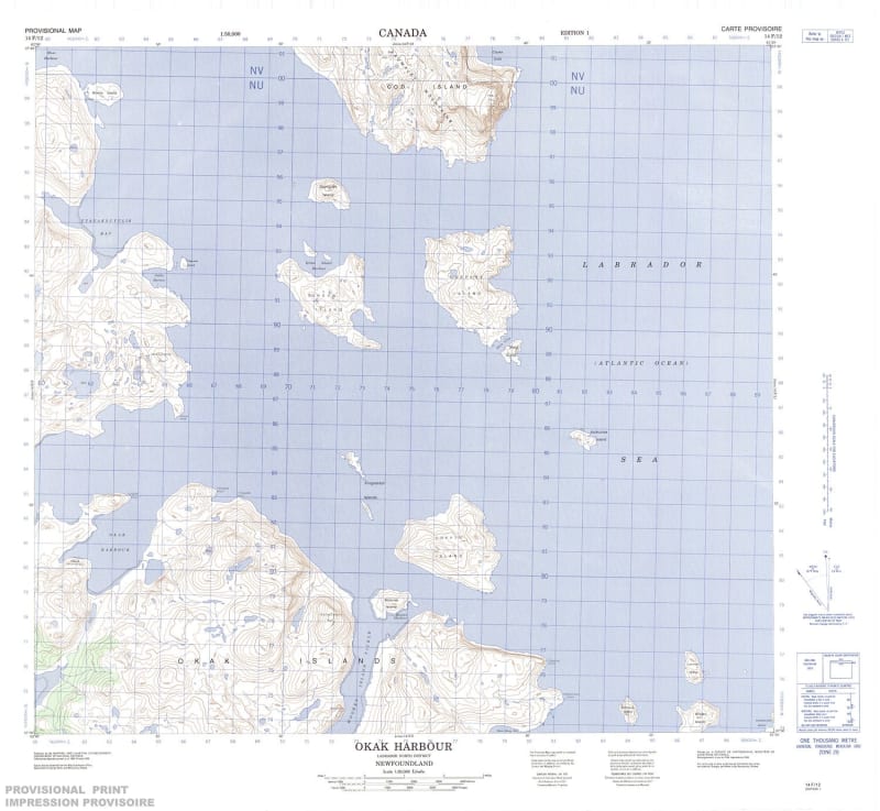 014F12 - OKAK HARBOUR - Topographic Map
