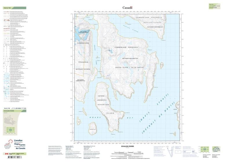 016E10 - EXALUIN FIORD - Topographic Map