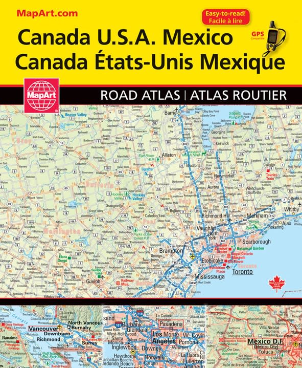 Canada, USA & Mexico travel road atlas. Detailed road maps of Canada