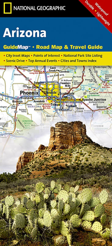 Arizona National Geographic State Guide Map. The front side is an easy ...