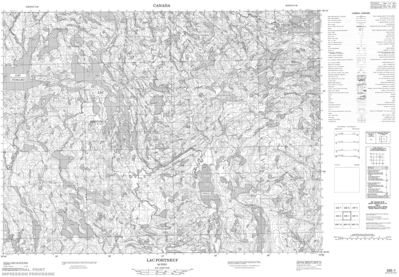 022E01 - LAC PORTNEUF - Topographic Map