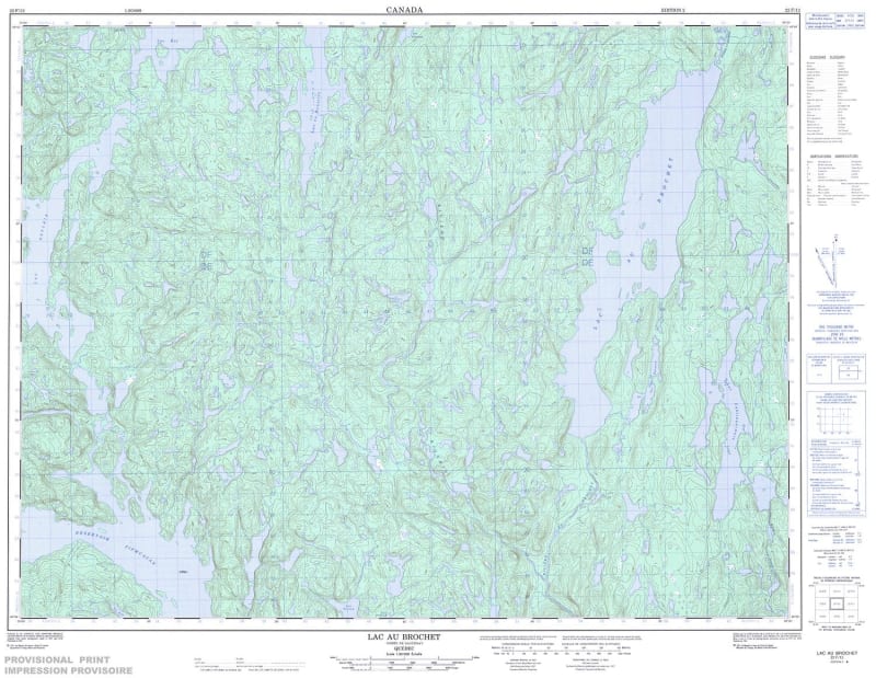 022F12 - LAC AU BROCHET - Topographic Map