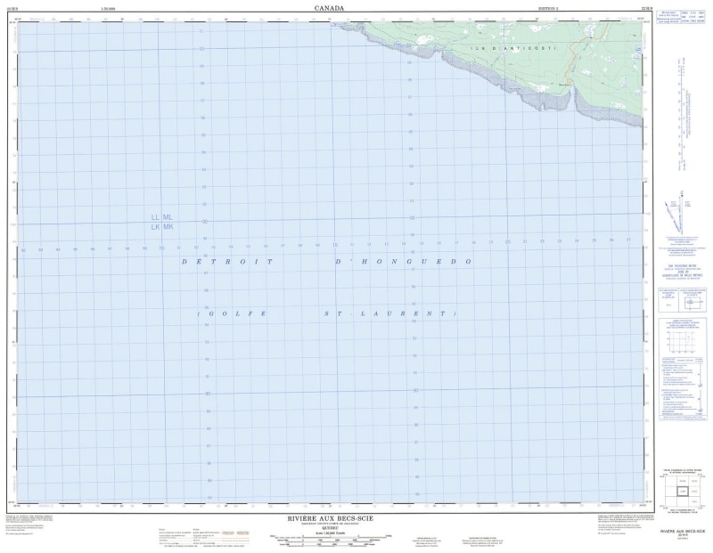 022H09 - RIVIERE AUX BECS-SCIE - Topographic Map