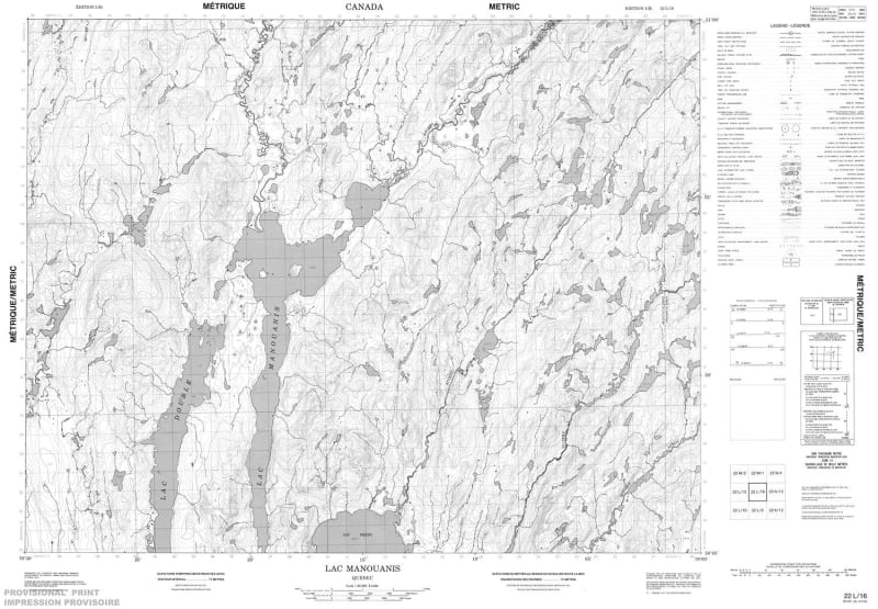 022L16 - LAC MANOUANIS - Topographic Map