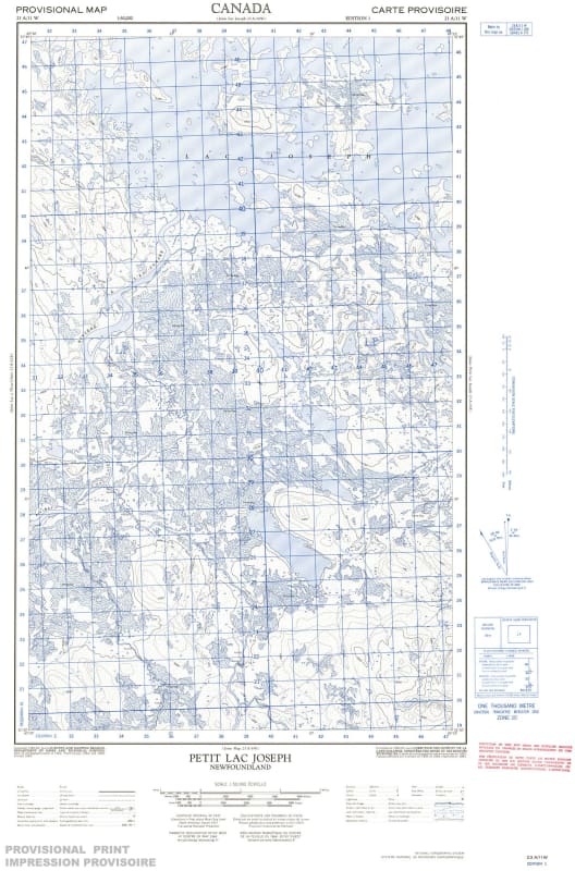 023A11W - PETIT LAC JOSEPH - Topographic Map