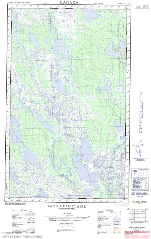 023A12E - LAC A L'EAU CLAIRE - Topographic Map