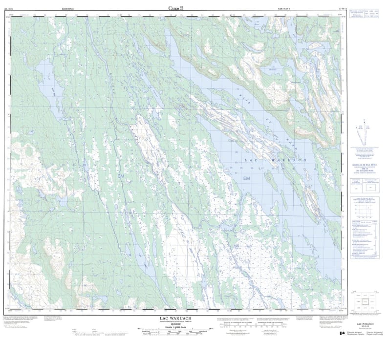 023O12 - LAC WAKUACH - Topographic Map