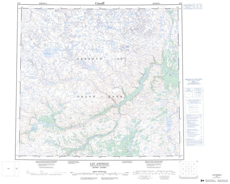 024E - LAC AIGNEAU - Topographic Map