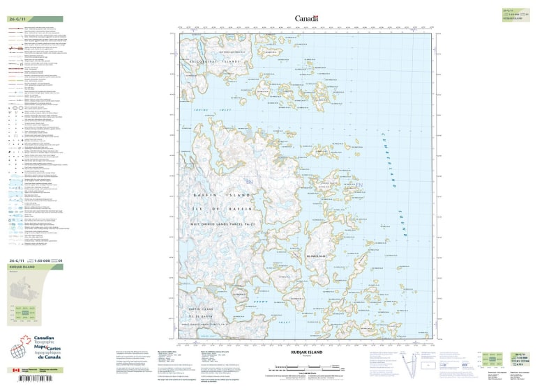 026G11 - KUDJAK ISLAND - Topographic Map