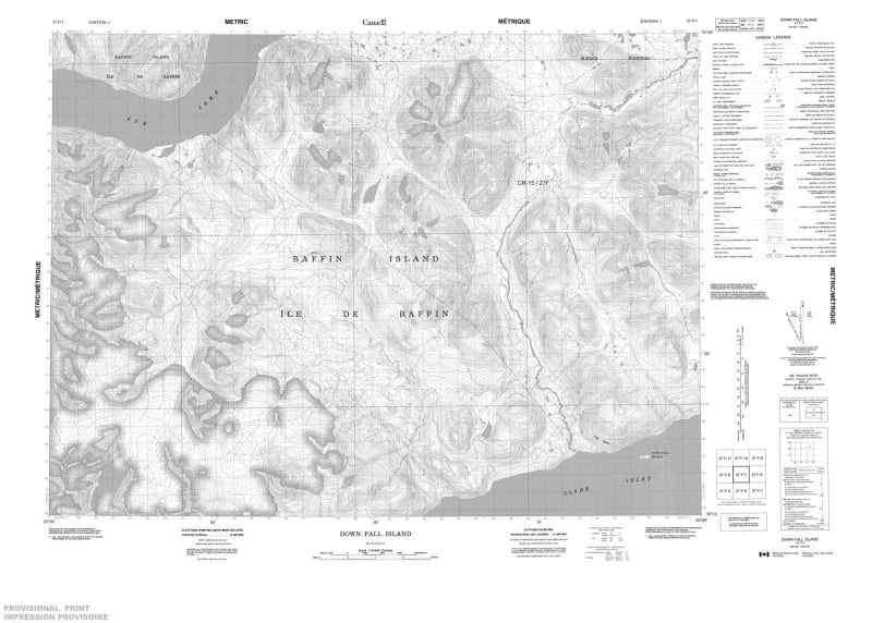027F07 - DOWN FALL ISLAND - Topographic Map