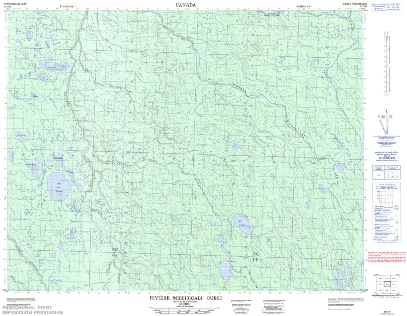 032L10 - RIVIERE MISSISICABI OUEST - Topographic Map