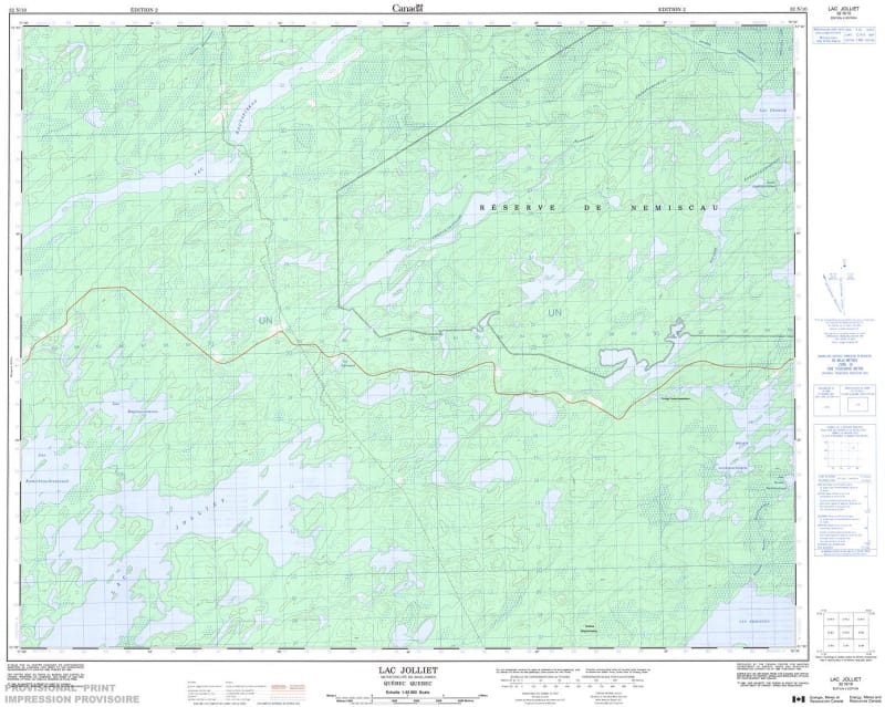 032N10 - LAC JOLLIET - Topographic Map