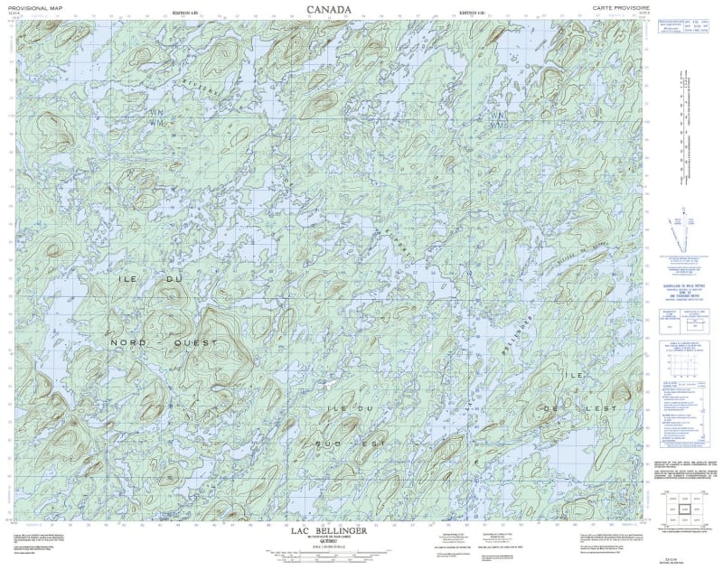 032O08 - LAC BELLINGER - Topographic Map