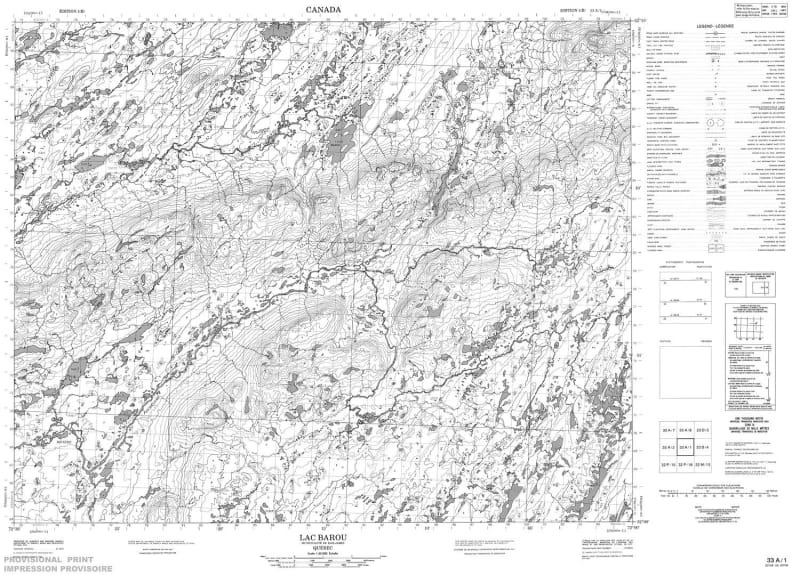 033A01 - LAC BAROU - Topographic Map