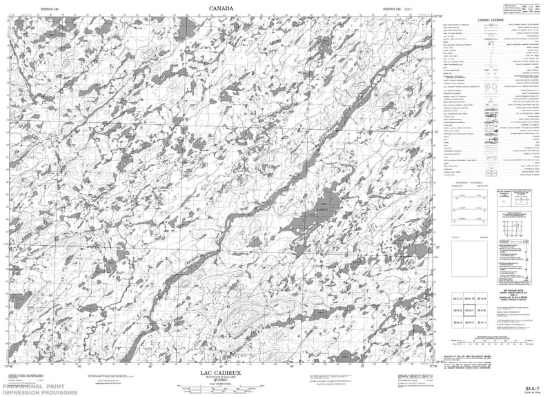 033A07 - LAC CADIEUX - Topographic Map