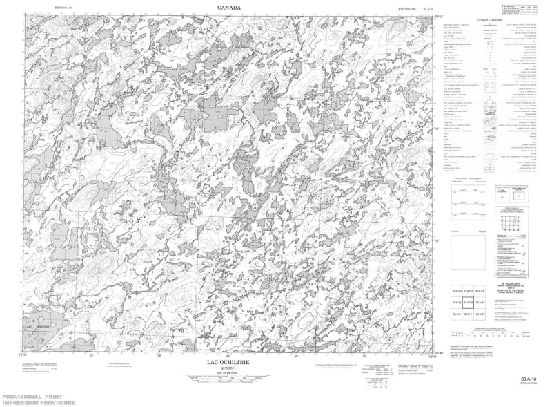 033A10 - LAC OCHILTRIE - Topographic Map