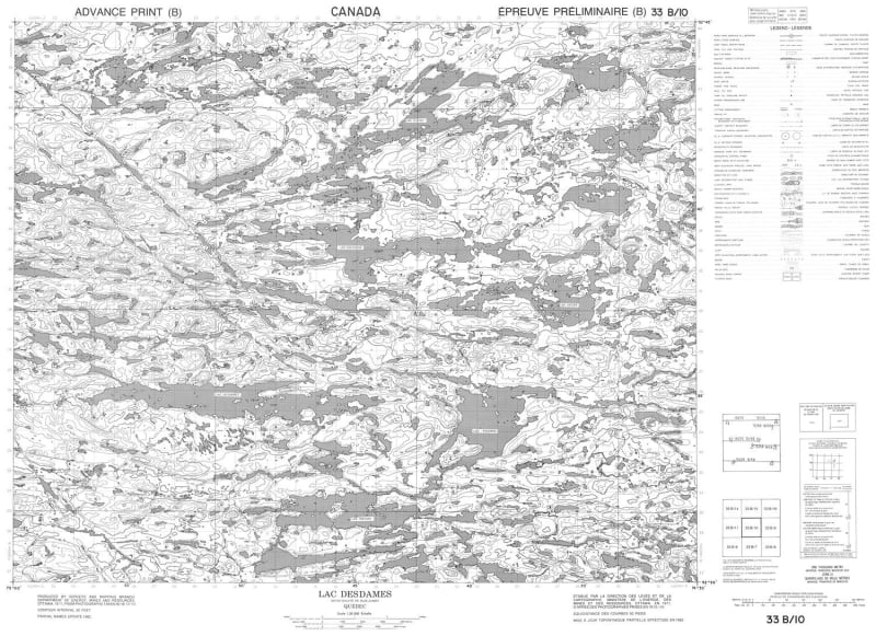 033B10 - LAC DESDAMES - Topographic Map