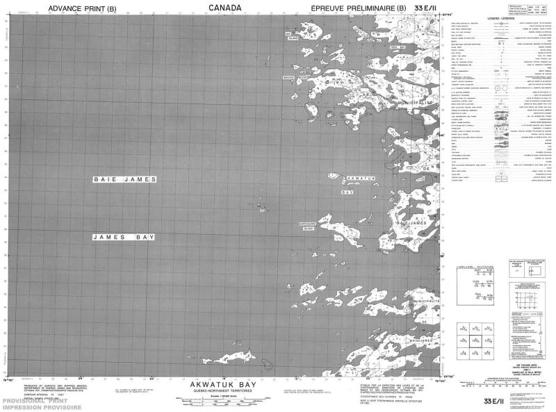 033E11 - AKWATUK BAY - Topographic Map