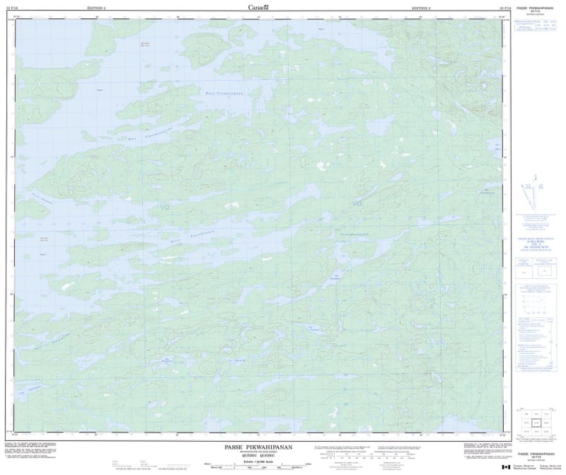 033F16 - PASSE PIKWAHIPANAN - Topographic Map