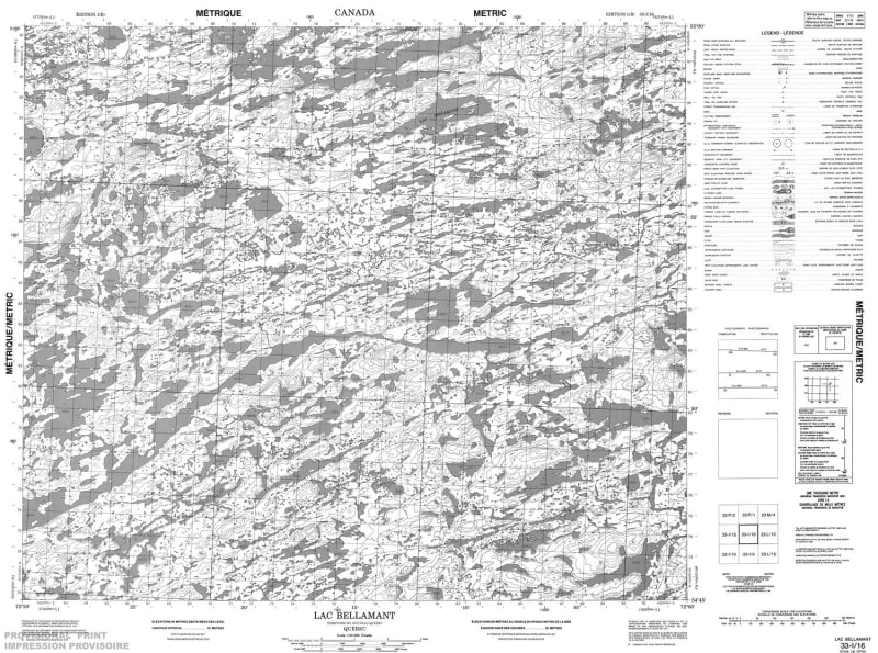 033I16 - LAC BELLEMANT - Topographic Map