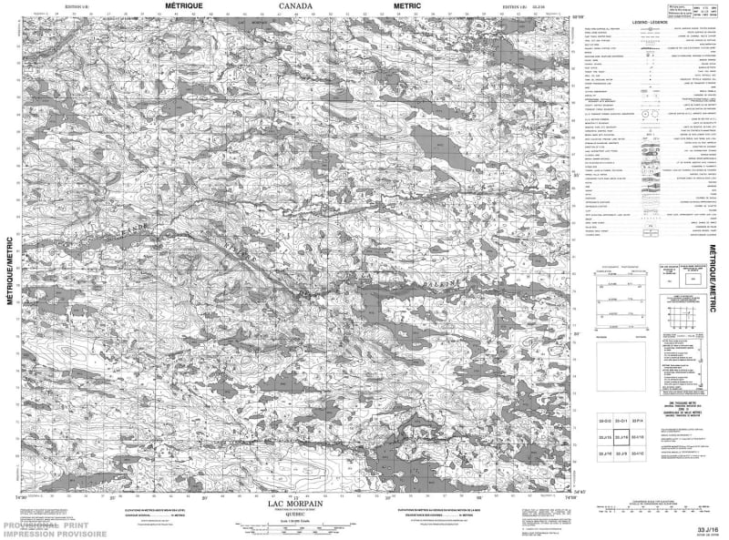 033J16 - LAC MORPAIN - Topographic Map