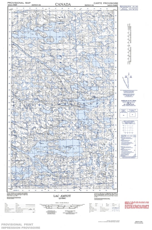 033K14W - LAC AMYOT - Topographic Map