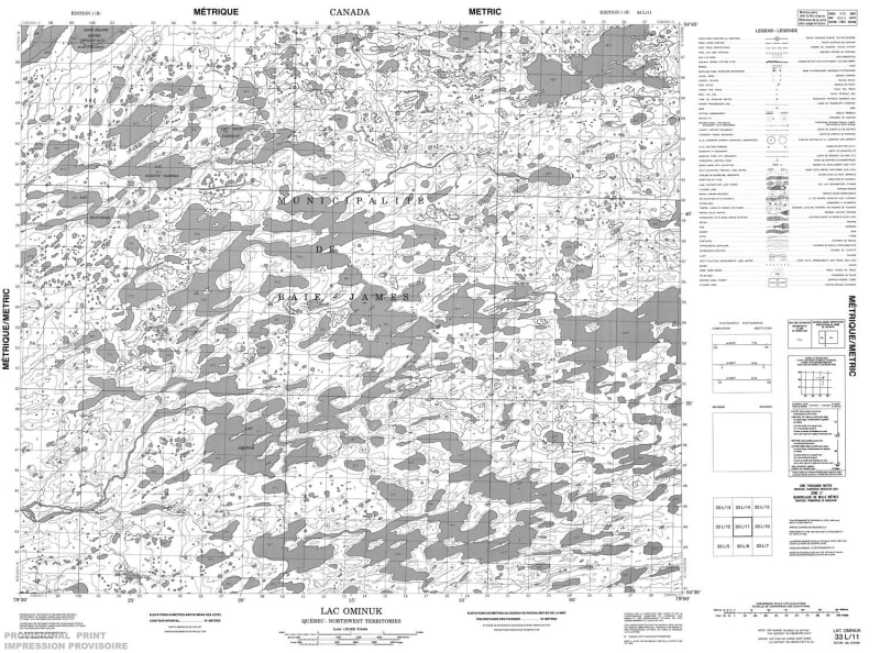 033L11 - LAC OMINUK - Topographic Map