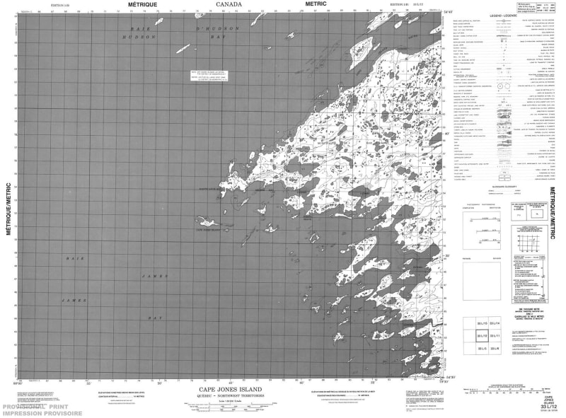 033L12 - CAPE JONES ISLAND - Topographic Map