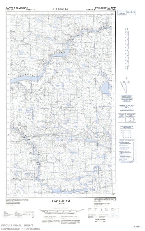 033N03E - LACS ADAM - Topographic Map