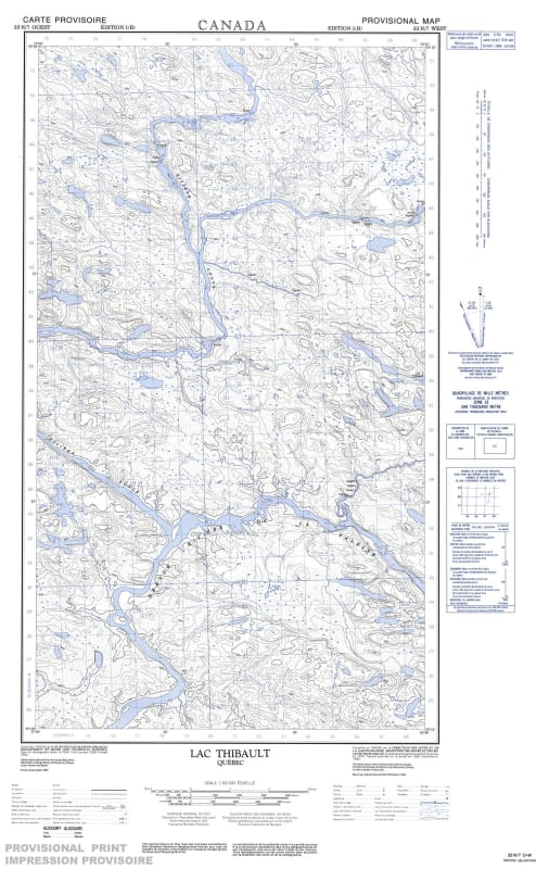 033N07W - LAC THIBAULT - Topographic Map