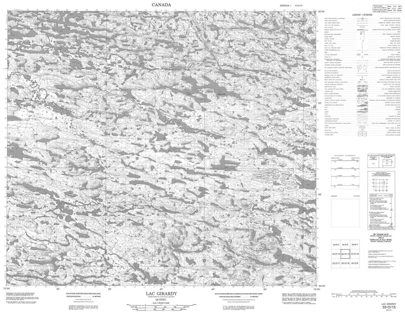 033O15 - LAC GIRARDY - Topographic Map