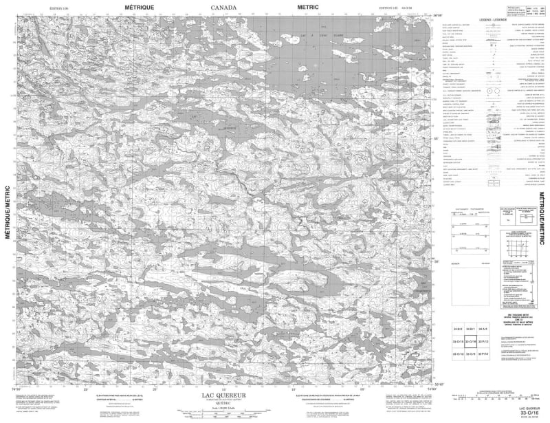 033O16 - LAC QUEREUR - Topographic Map