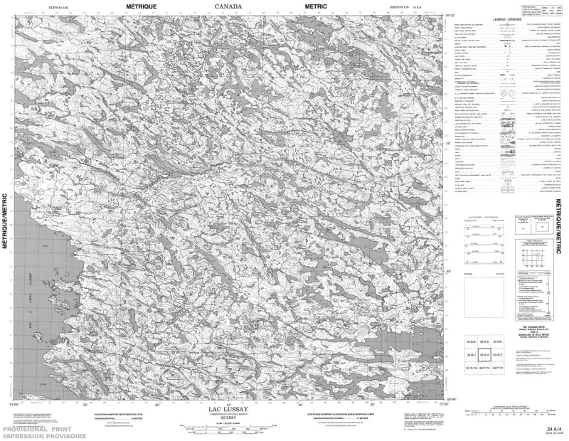 034A04 - LAC LUSSAY - Topographic Map