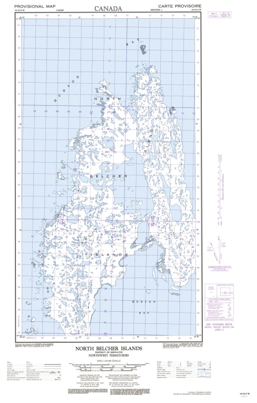 034D13W - NORTH BELCHER ISLANDS - Topographic Map