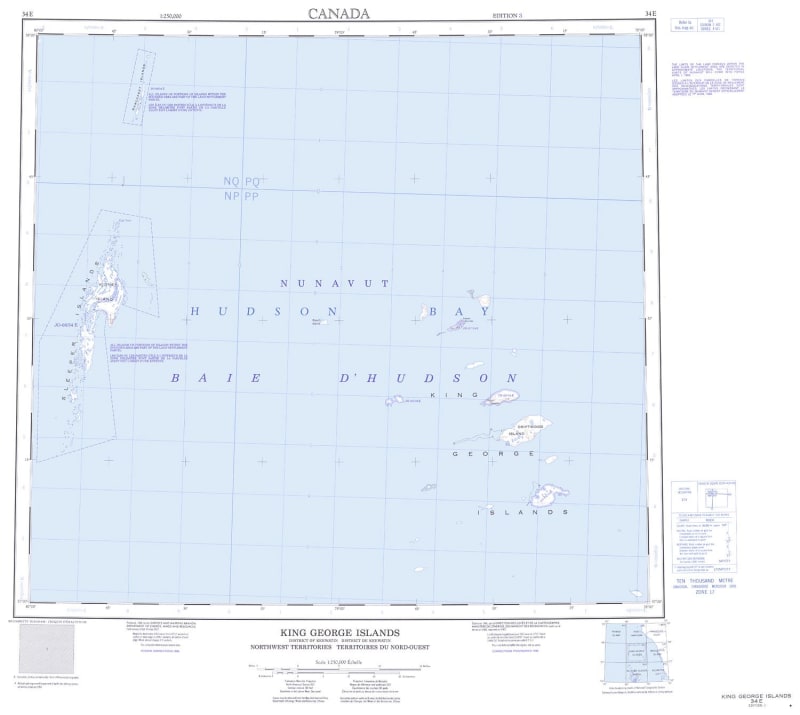 034E - KING GEORGE ISLANDS - Topographic Map