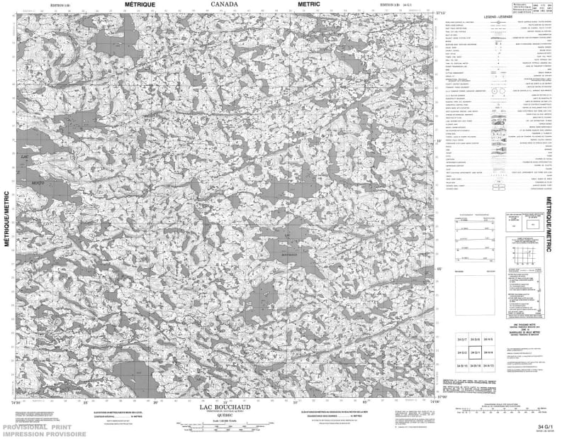 034G01 - LAC BOUCHAUD - Topographic Map