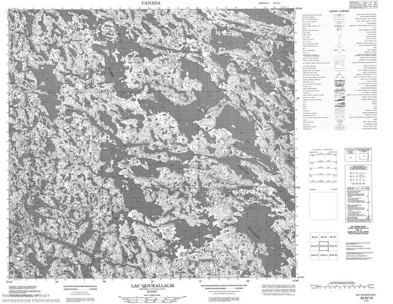 034G14 - LAC QIJUKALLALIK - Topographic Map