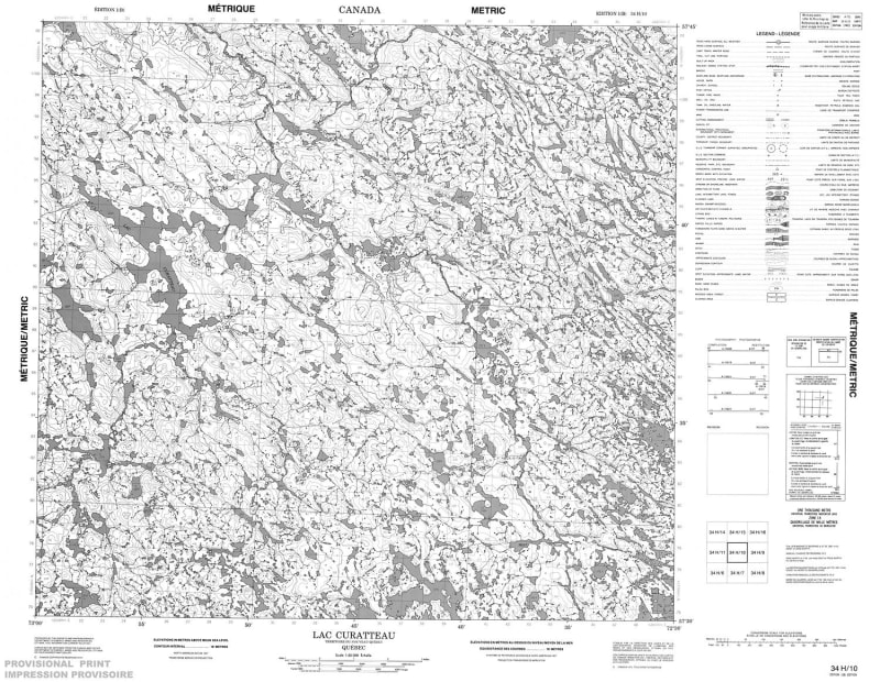 034H10 - LAC CURATTEAU - Topographic Map